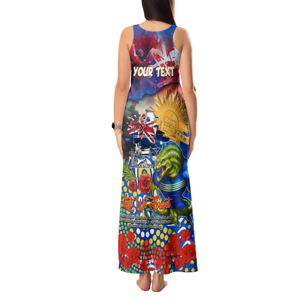 Personalised Australia Rugby Eels ANZAC Tank Maxi Dress Parramatta Scratch Style