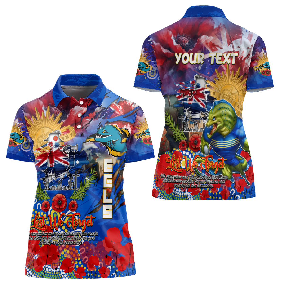 Personalised Australia Rugby Eels ANZAC Women Polo Shirt Parramatta Scratch Style - Vibe Hoodie Shop