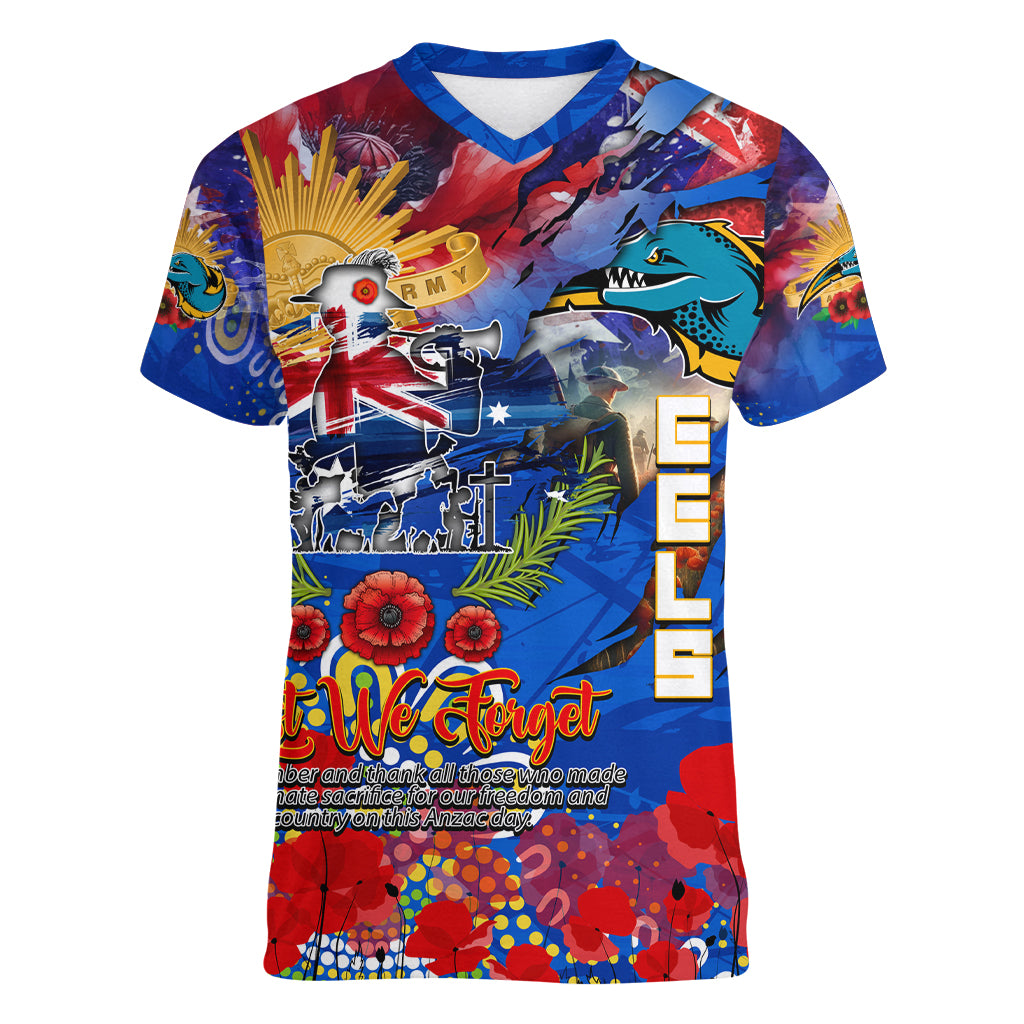 Personalised Australia Rugby Eels ANZAC Women V Neck T Shirt Parramatta Scratch Style - Vibe Hoodie Shop