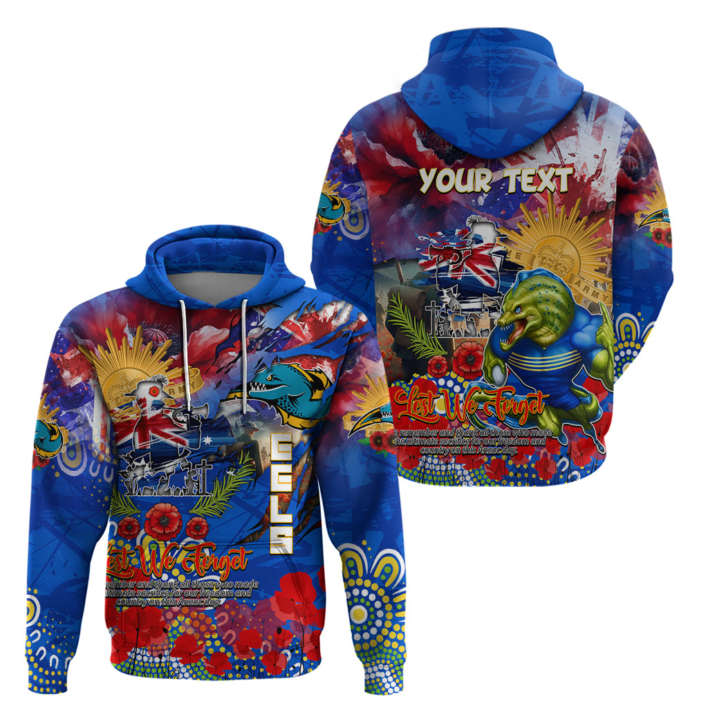 Personalised Australia Rugby Eels ANZAC Zip Hoodie Parramatta Scratch Style - Vibe Hoodie Shop