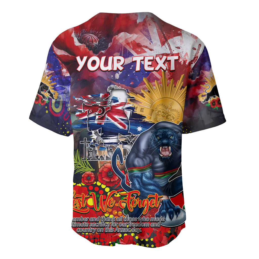 Personalised Australia Rugby Panthers ANZAC Baseball Jersey Penrith Scratch Style - Vibe Hoodie Shop
