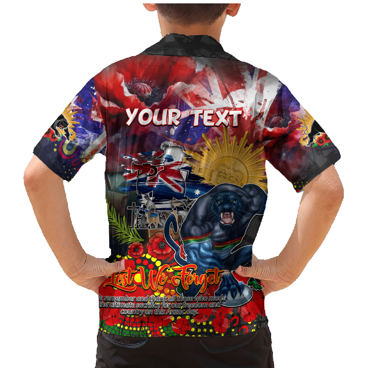 Personalised Australia Rugby Panthers ANZAC Family Matching Mermaid Dress and Hawaiian Shirt Penrith Scratch Style