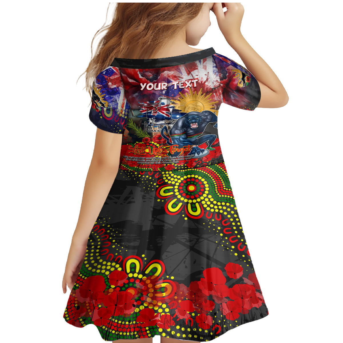 Personalised Australia Rugby Panthers ANZAC Family Matching Mermaid Dress and Hawaiian Shirt Penrith Scratch Style
