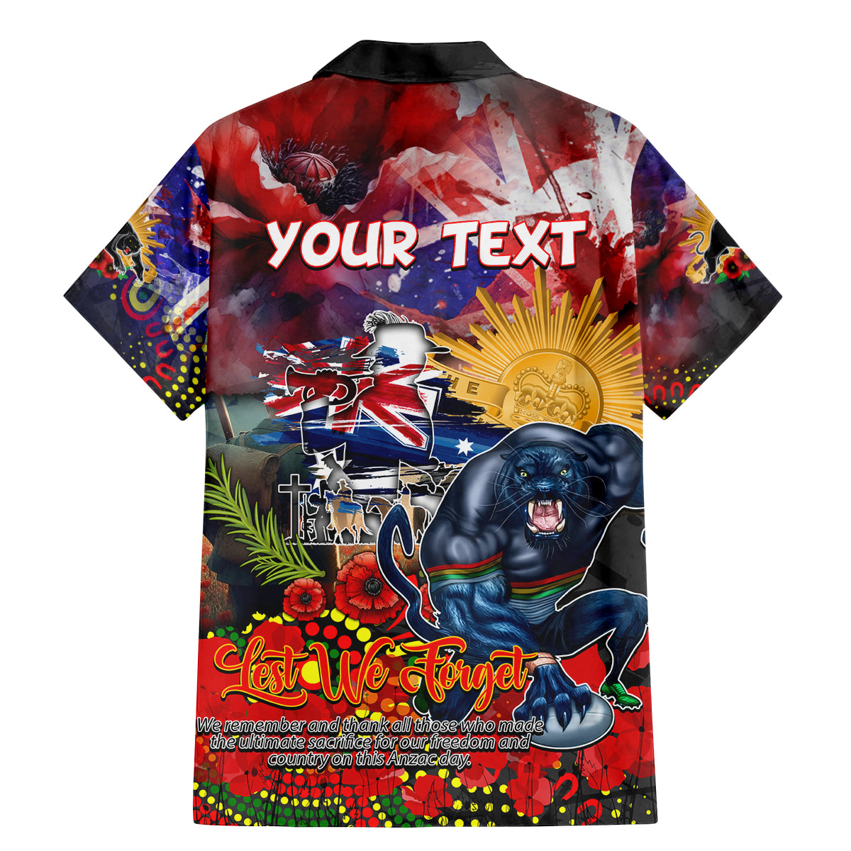 Personalised Australia Rugby Panthers ANZAC Family Matching Mermaid Dress and Hawaiian Shirt Penrith Scratch Style