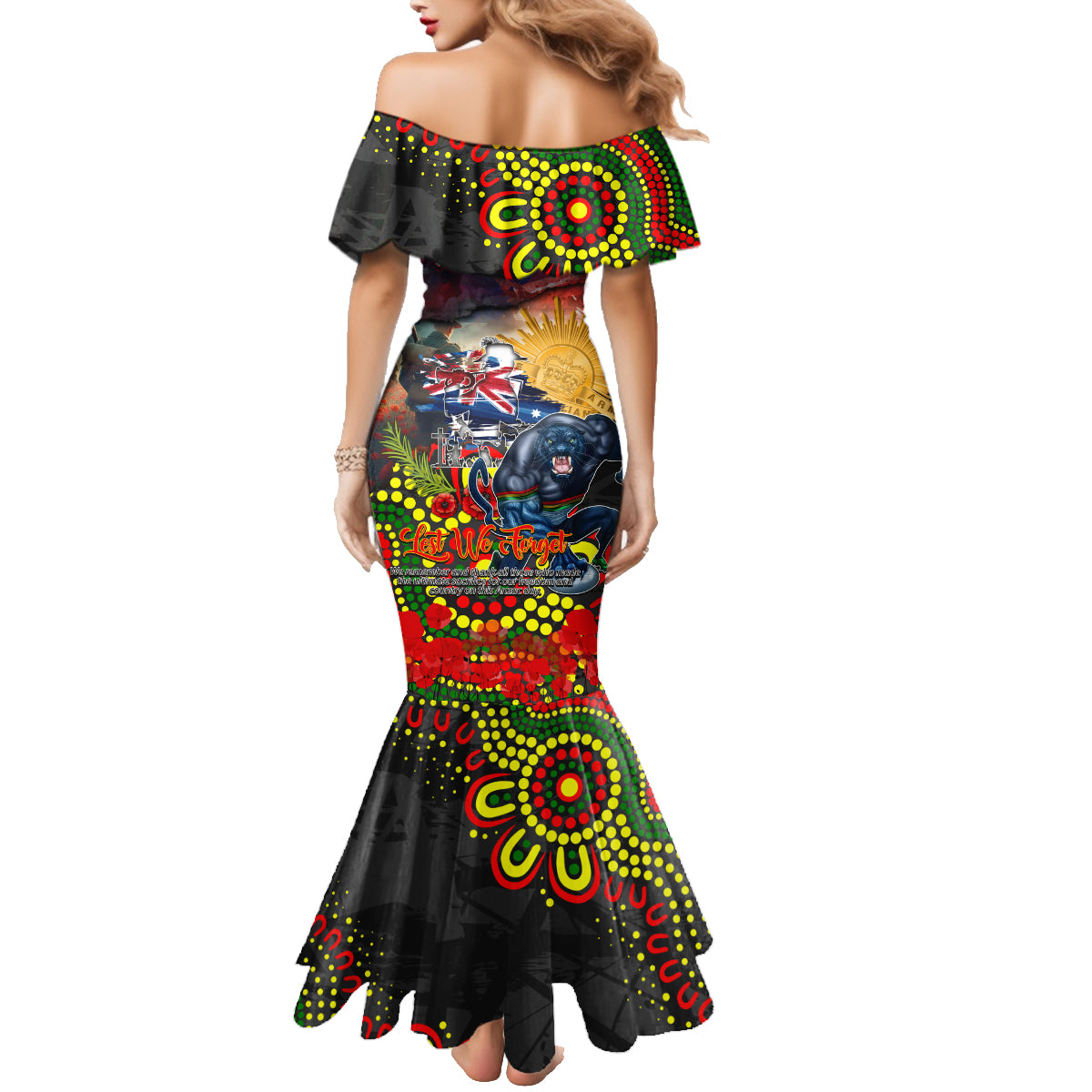 Personalised Australia Rugby Panthers ANZAC Family Matching Mermaid Dress and Hawaiian Shirt Penrith Scratch Style