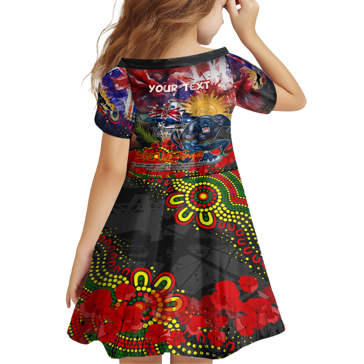 Personalised Australia Rugby Panthers ANZAC Family Matching Off Shoulder Maxi Dress and Hawaiian Shirt Penrith Scratch Style