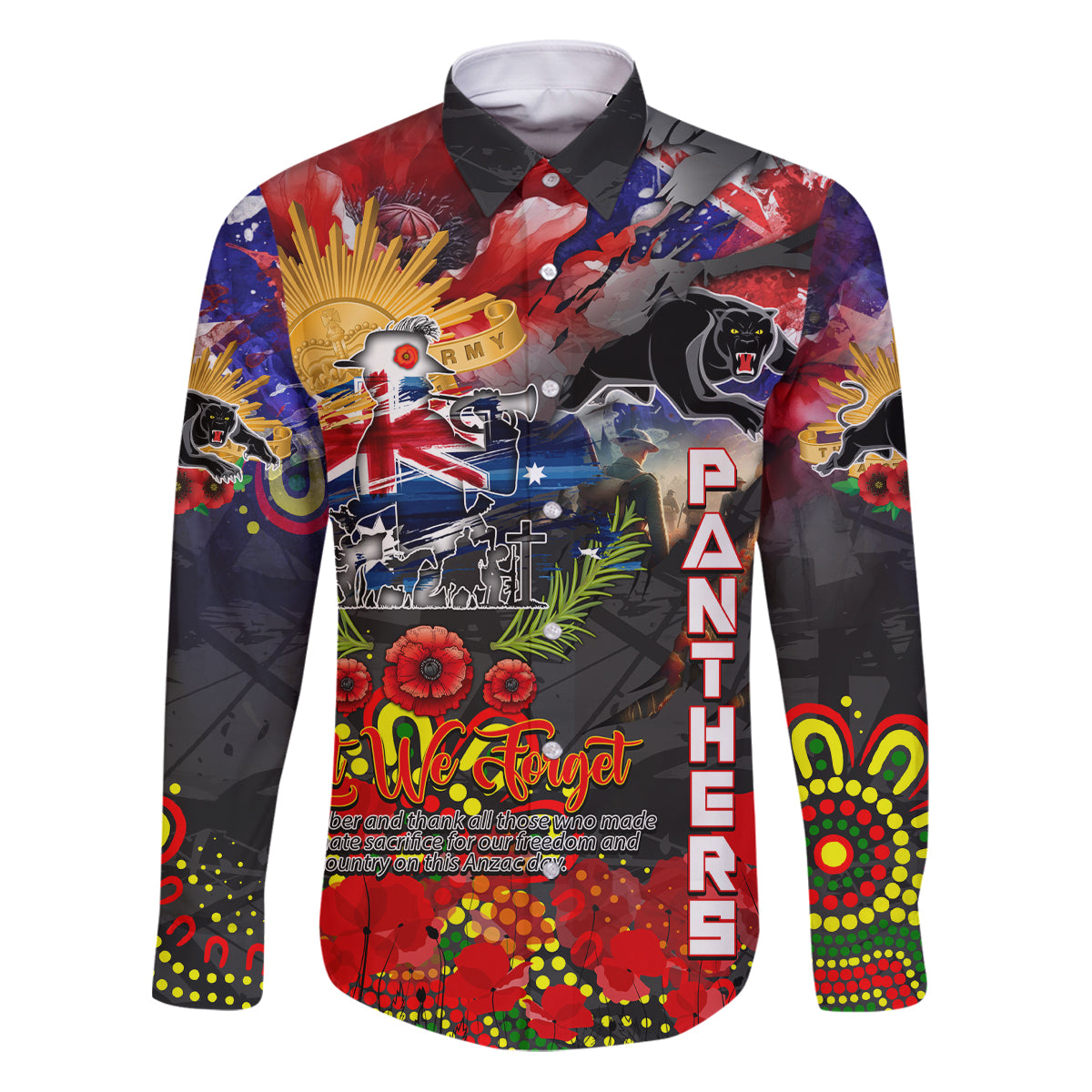 Personalised Australia Rugby Panthers ANZAC Family Matching Puletasi and Hawaiian Shirt Penrith Scratch Style