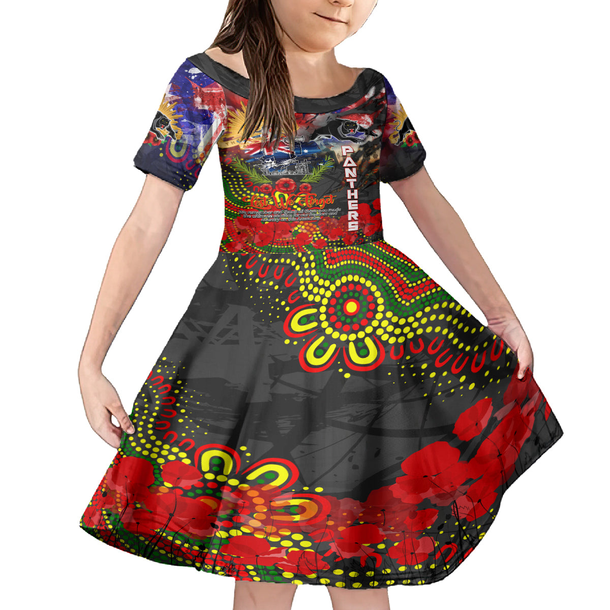 Personalised Australia Rugby Panthers ANZAC Family Matching Summer Maxi Dress and Hawaiian Shirt Penrith Scratch Style