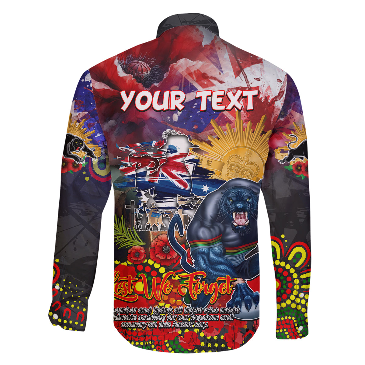 Personalised Australia Rugby Panthers ANZAC Family Matching Summer Maxi Dress and Hawaiian Shirt Penrith Scratch Style