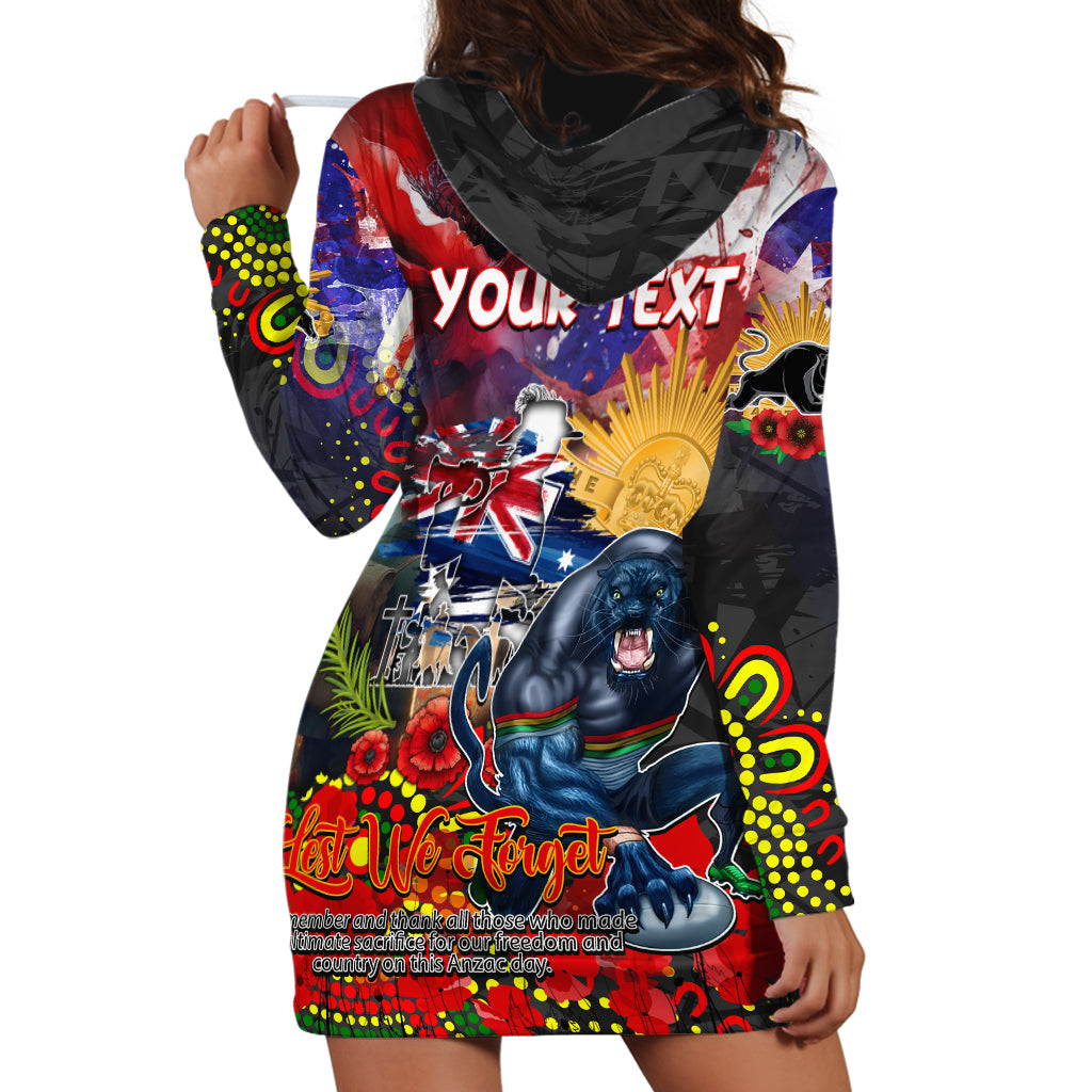 Personalised Australia Rugby Panthers ANZAC Hoodie Dress Penrith Scratch Style - Vibe Hoodie Shop