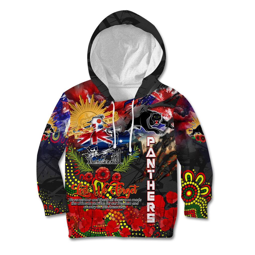 Personalised Australia Rugby Panthers ANZAC Kid Hoodie Penrith Scratch Style - Vibe Hoodie Shop