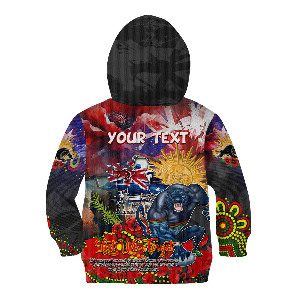 Personalised Australia Rugby Panthers ANZAC Kid Hoodie Penrith Scratch Style - Vibe Hoodie Shop