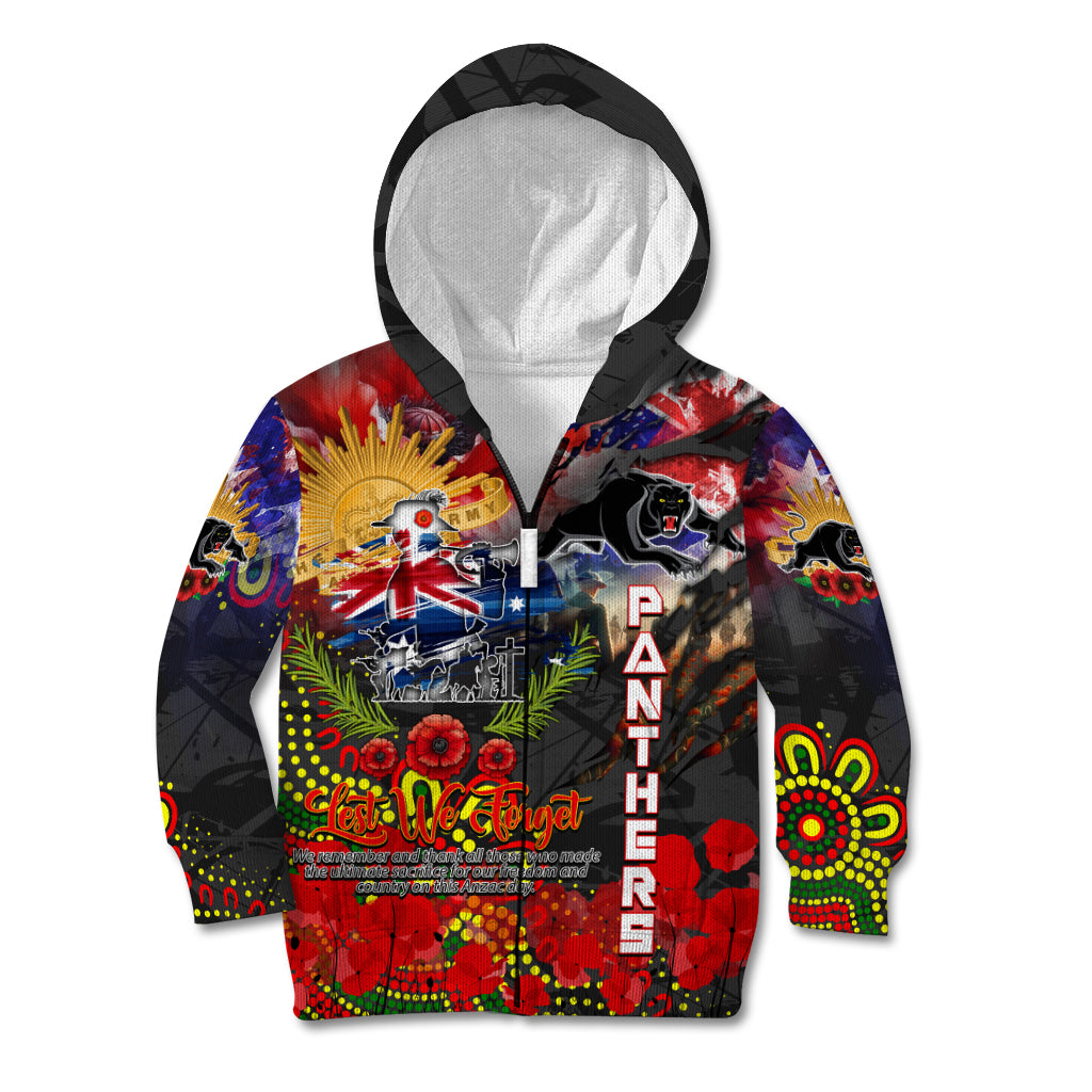 Personalised Australia Rugby Panthers ANZAC Kid Hoodie Penrith Scratch Style - Vibe Hoodie Shop