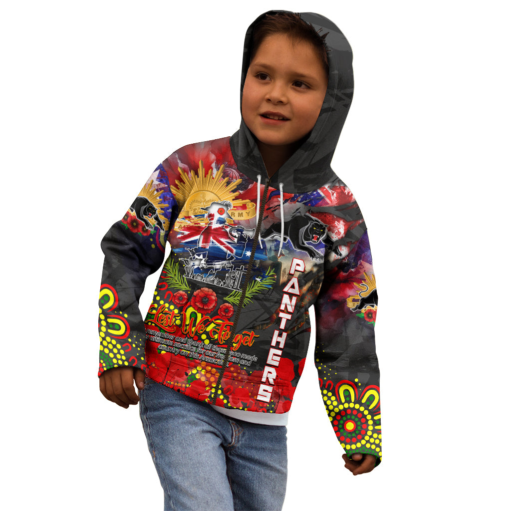 Personalised Australia Rugby Panthers ANZAC Kid Hoodie Penrith Scratch Style - Vibe Hoodie Shop