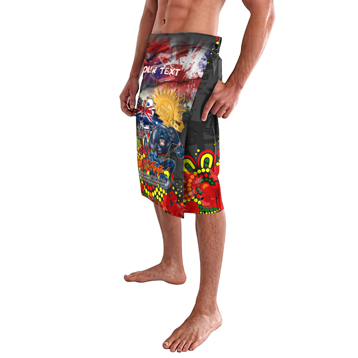 Personalised Australia Rugby Panthers ANZAC Lavalava Penrith Scratch Style
