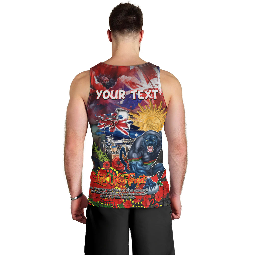 Personalised Australia Rugby Panthers ANZAC Men Tank Top Penrith Scratch Style - Vibe Hoodie Shop