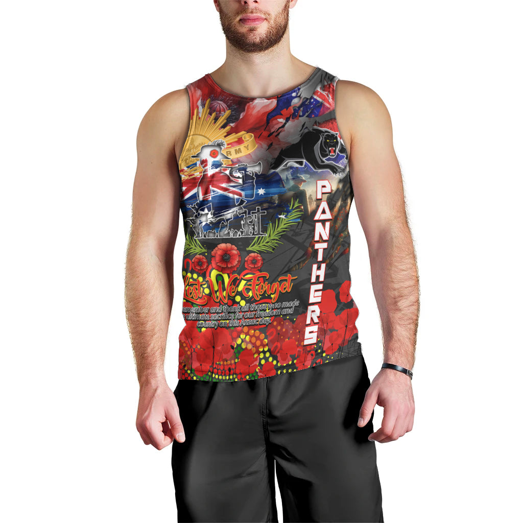Personalised Australia Rugby Panthers ANZAC Men Tank Top Penrith Scratch Style - Vibe Hoodie Shop