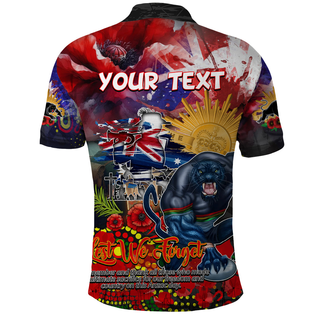 Personalised Australia Rugby Panthers ANZAC Polo Shirt Penrith Scratch Style - Vibe Hoodie Shop