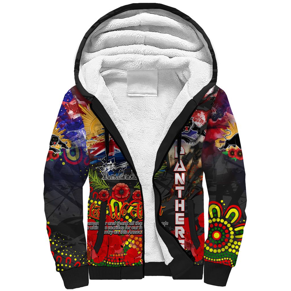 Personalised Australia Rugby Panthers ANZAC Sherpa Hoodie Penrith Scratch Style - Vibe Hoodie Shop