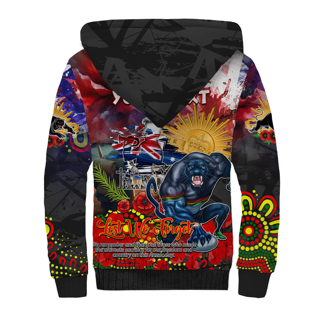 Personalised Australia Rugby Panthers ANZAC Sherpa Hoodie Penrith Scratch Style - Vibe Hoodie Shop