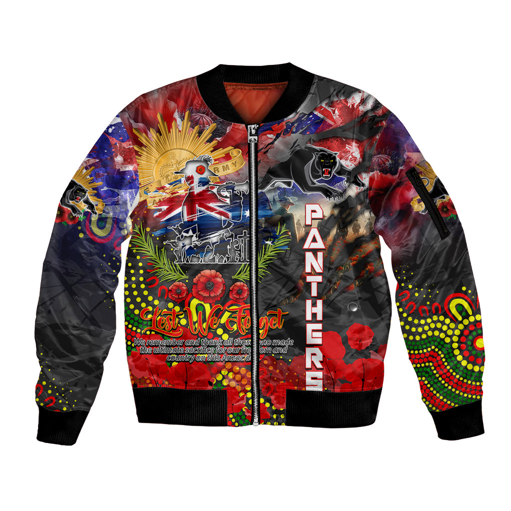 Personalised Australia Rugby Panthers ANZAC Sleeve Zip Bomber Jacket Penrith Scratch Style