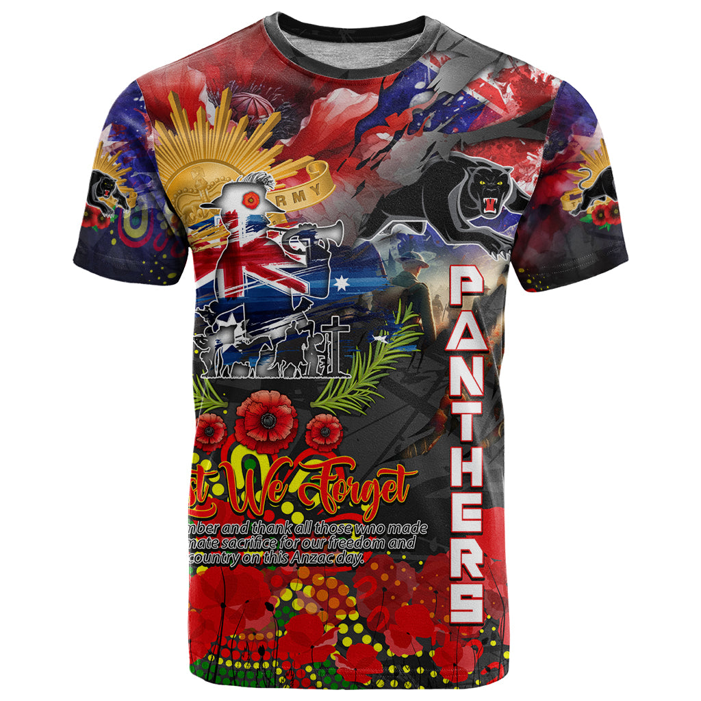 Personalised Australia Rugby Panthers ANZAC T Shirt Penrith Scratch Style - Vibe Hoodie Shop
