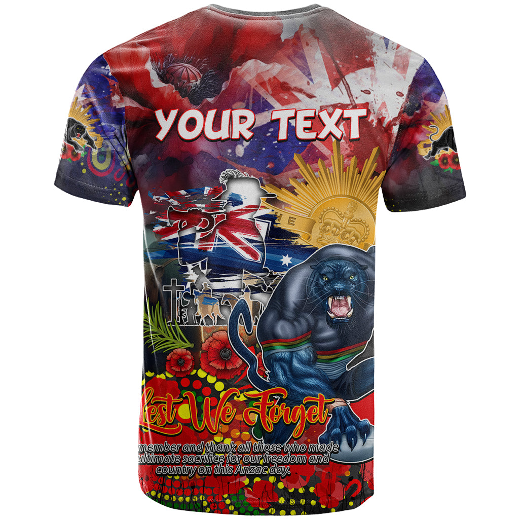 Personalised Australia Rugby Panthers ANZAC T Shirt Penrith Scratch Style - Vibe Hoodie Shop
