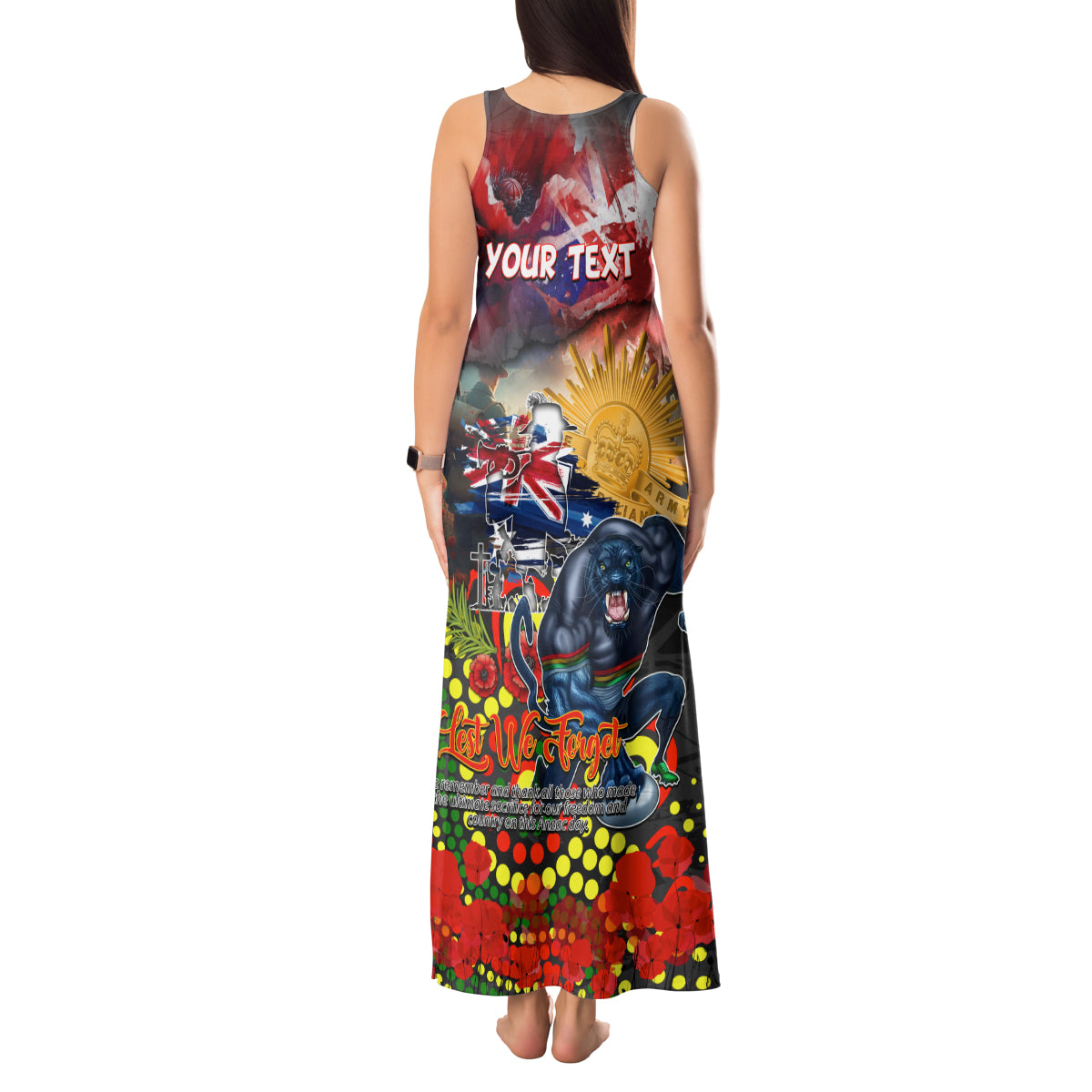 Personalised Australia Rugby Panthers ANZAC Tank Maxi Dress Penrith Scratch Style