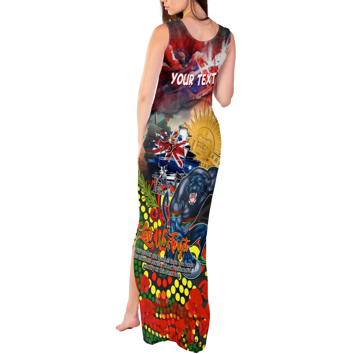 Personalised Australia Rugby Panthers ANZAC Tank Maxi Dress Penrith Scratch Style