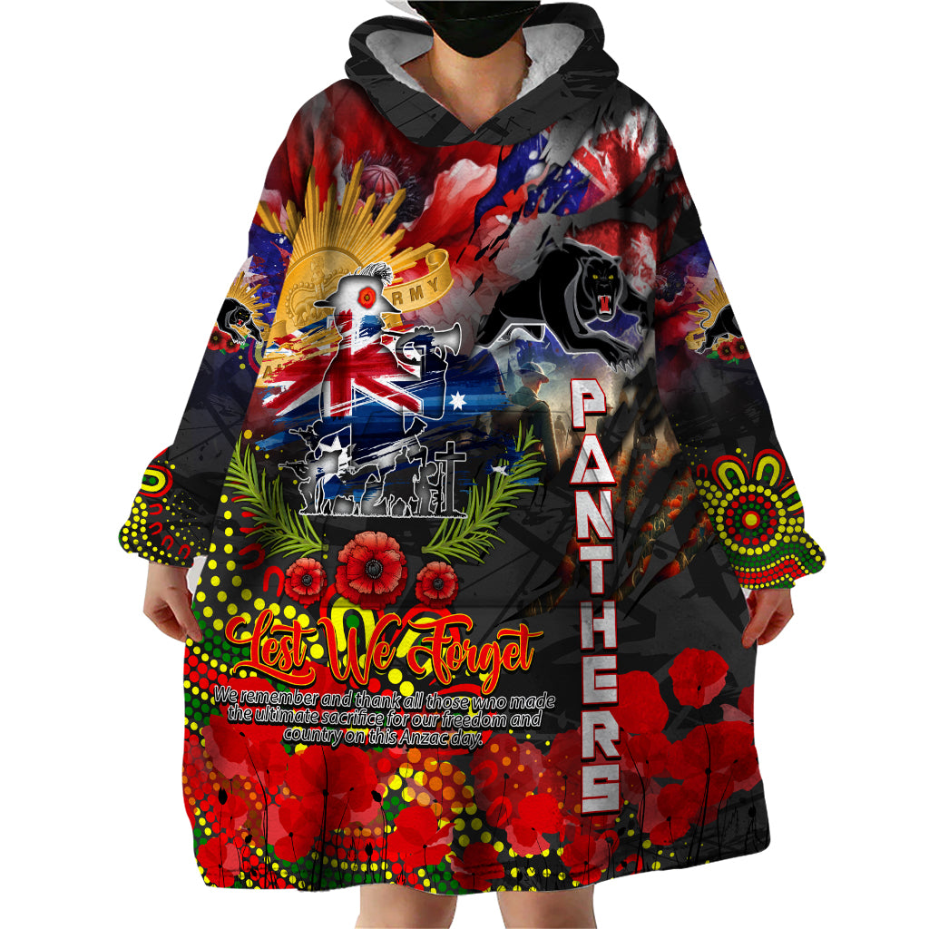 Personalised Australia Rugby Panthers ANZAC Wearable Blanket Hoodie Penrith Scratch Style - Vibe Hoodie Shop