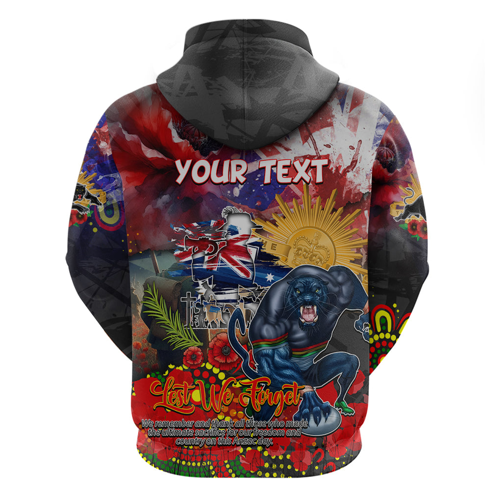 Personalised Australia Rugby Panthers ANZAC Zip Hoodie Penrith Scratch Style - Vibe Hoodie Shop