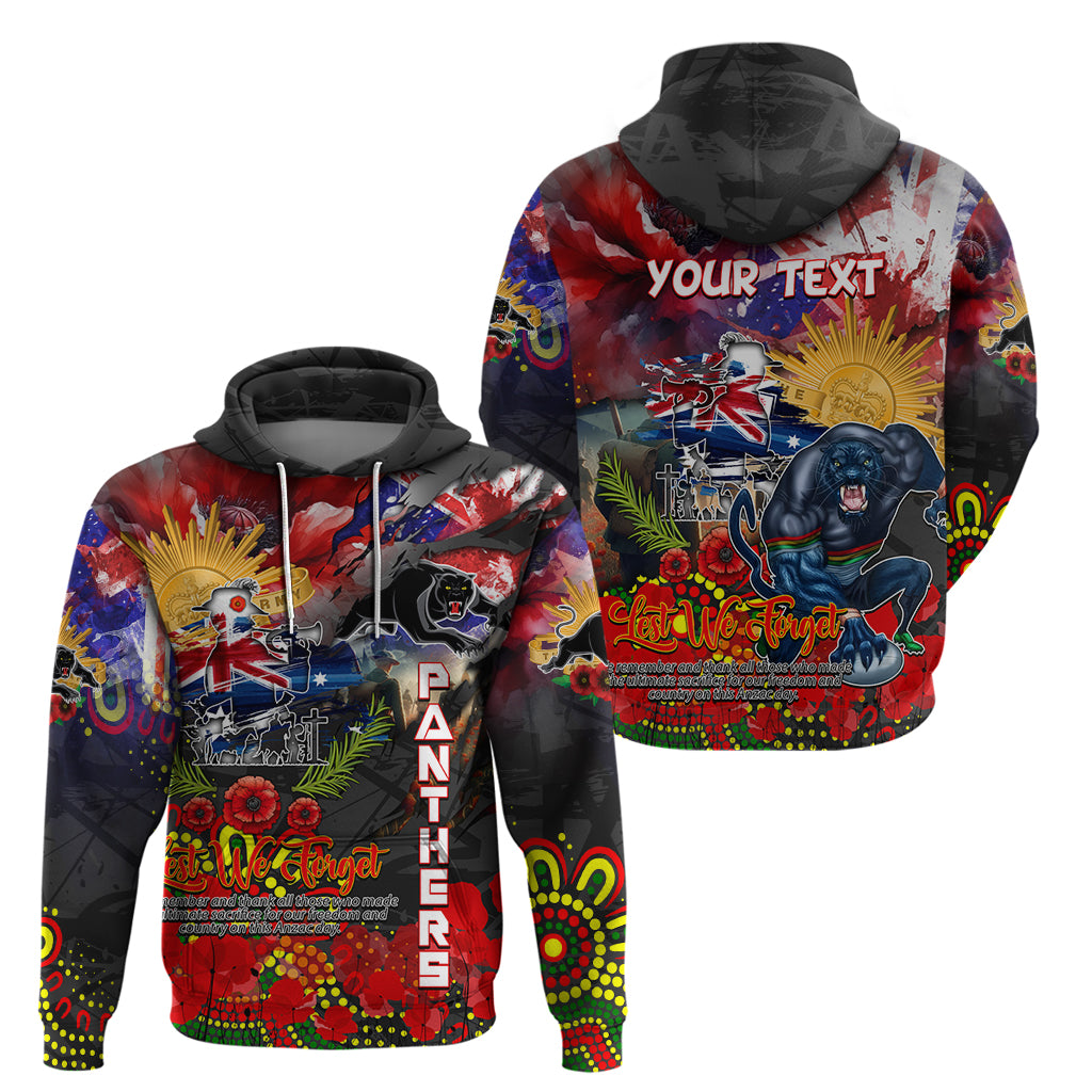Personalised Australia Rugby Panthers ANZAC Zip Hoodie Penrith Scratch Style - Vibe Hoodie Shop