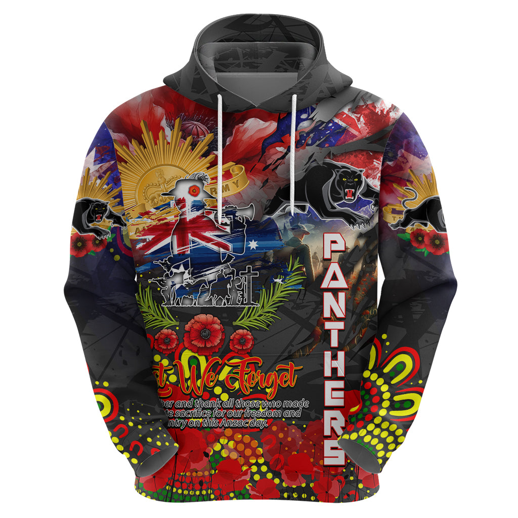 Personalised Australia Rugby Panthers ANZAC Zip Hoodie Penrith Scratch Style - Vibe Hoodie Shop
