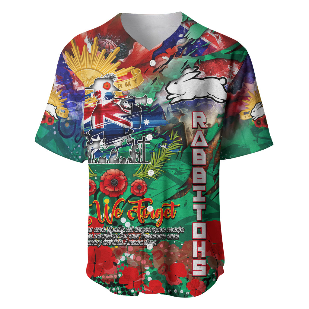 Personalised Australia Rugby Rabbitohs ANZAC Baseball Jersey South Sydney Scratch Style - Vibe Hoodie Shop