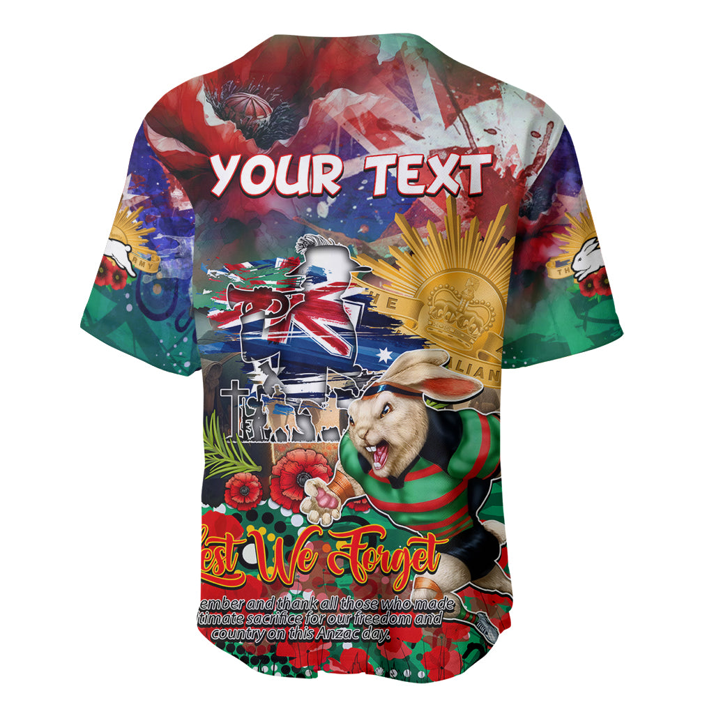 Personalised Australia Rugby Rabbitohs ANZAC Baseball Jersey South Sydney Scratch Style - Vibe Hoodie Shop
