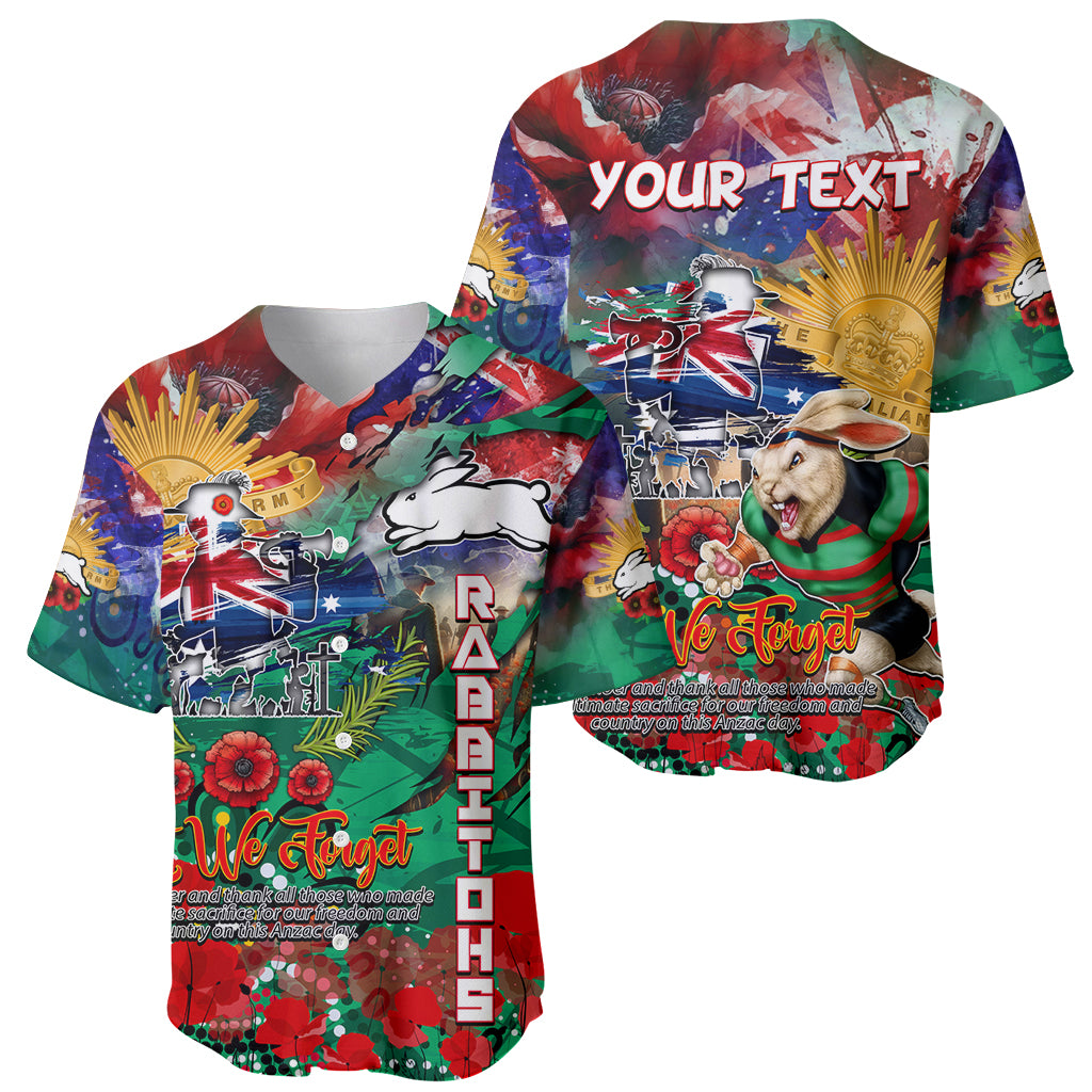 Personalised Australia Rugby Rabbitohs ANZAC Baseball Jersey South Sydney Scratch Style - Vibe Hoodie Shop