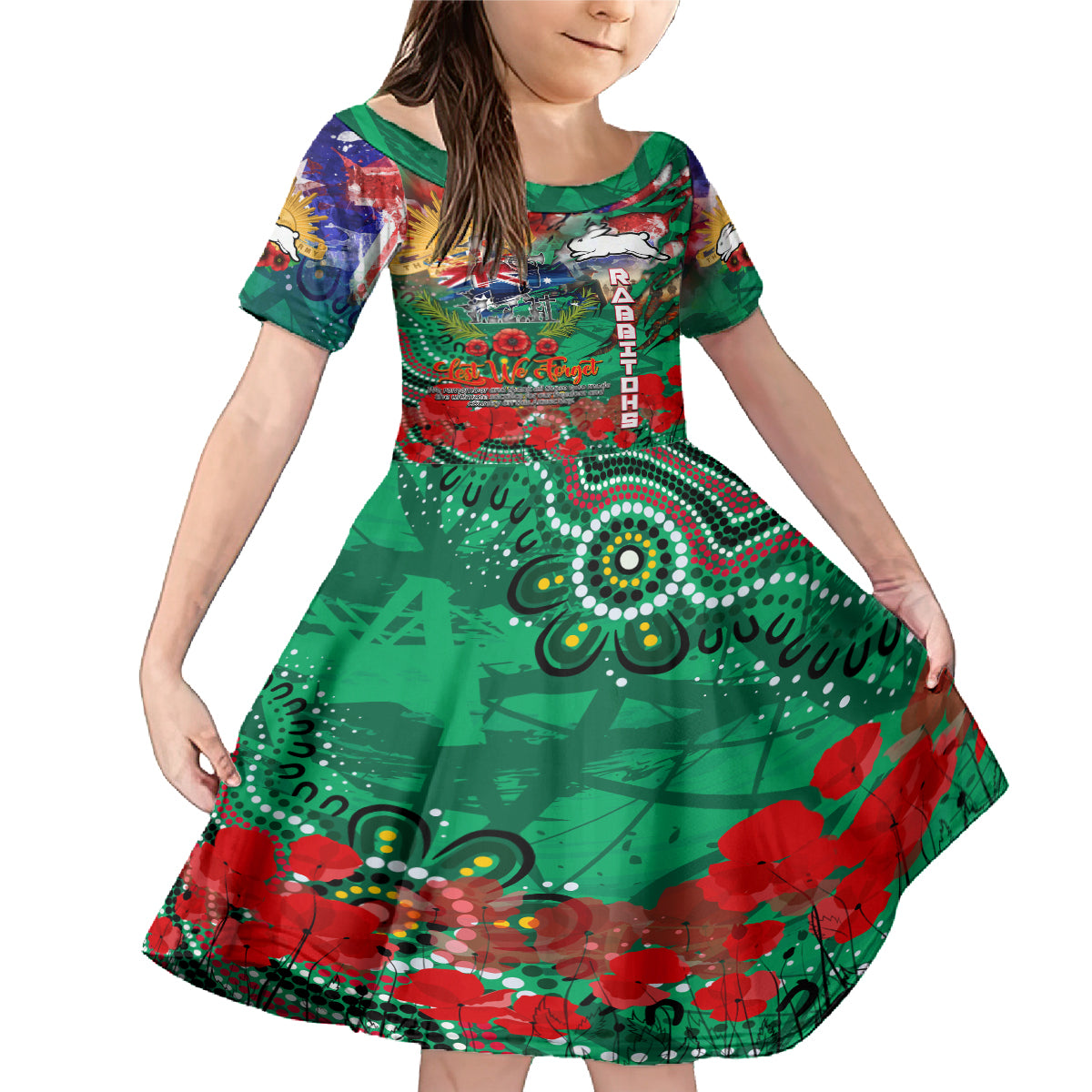 Personalised Australia Rugby Rabbitohs ANZAC Family Matching Mermaid Dress and Hawaiian Shirt South Sydney Scratch Style