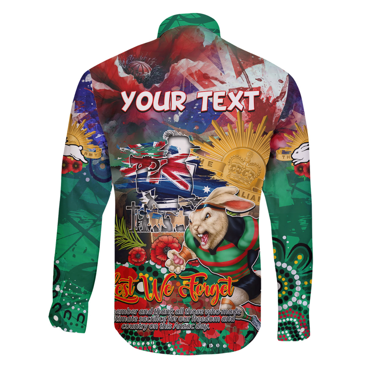 Personalised Australia Rugby Rabbitohs ANZAC Family Matching Mermaid Dress and Hawaiian Shirt South Sydney Scratch Style