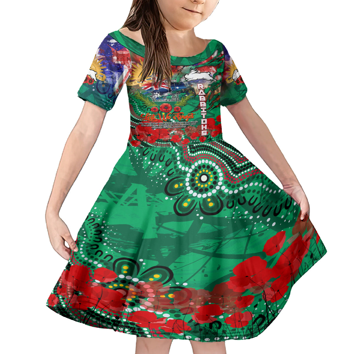 Personalised Australia Rugby Rabbitohs ANZAC Family Matching Puletasi and Hawaiian Shirt South Sydney Scratch Style