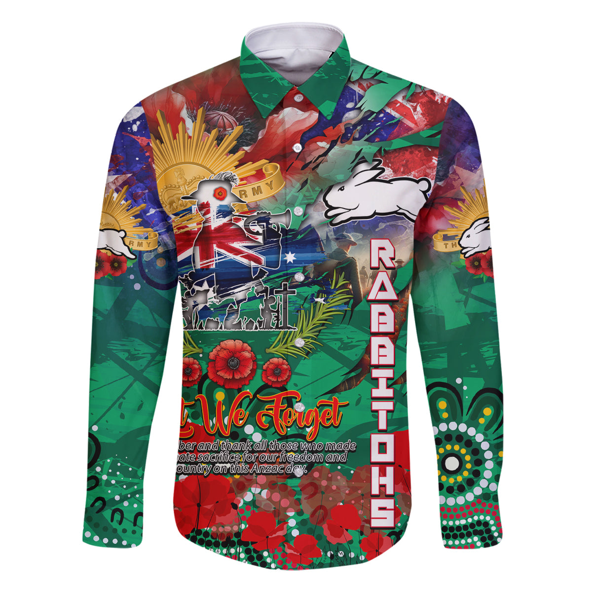 Personalised Australia Rugby Rabbitohs ANZAC Family Matching Tank Maxi Dress and Hawaiian Shirt South Sydney Scratch Style