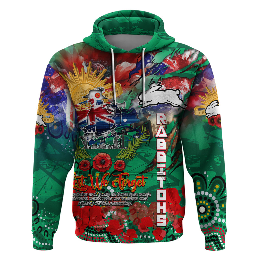 Personalised Australia Rugby Rabbitohs ANZAC Hoodie South Sydney Scratch Style - Vibe Hoodie Shop