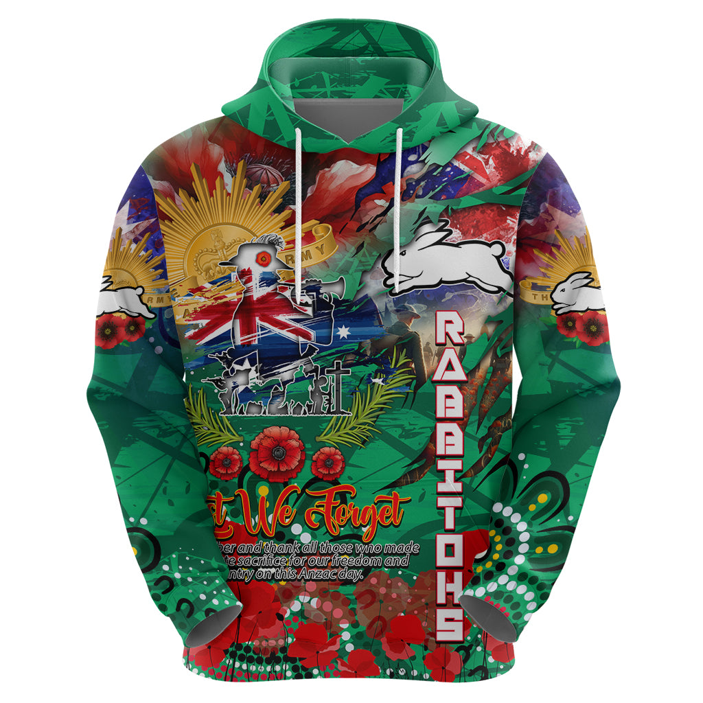 Personalised Australia Rugby Rabbitohs ANZAC Hoodie South Sydney Scratch Style - Vibe Hoodie Shop