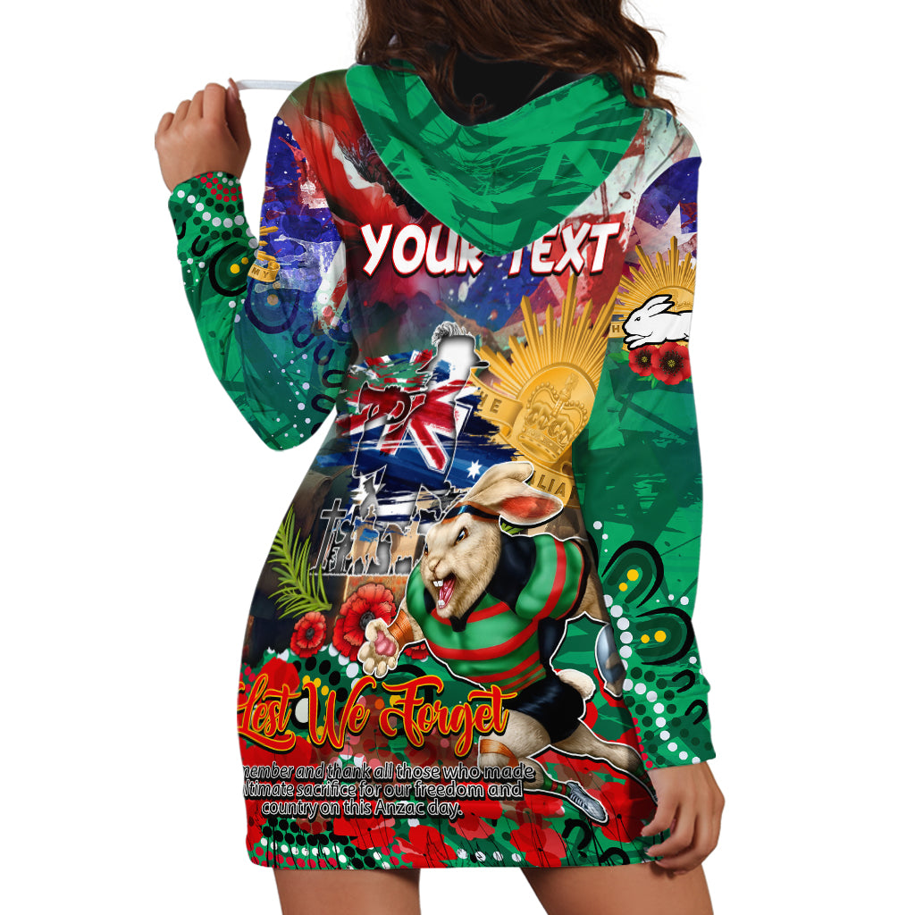 Personalised Australia Rugby Rabbitohs ANZAC Hoodie Dress South Sydney Scratch Style - Vibe Hoodie Shop