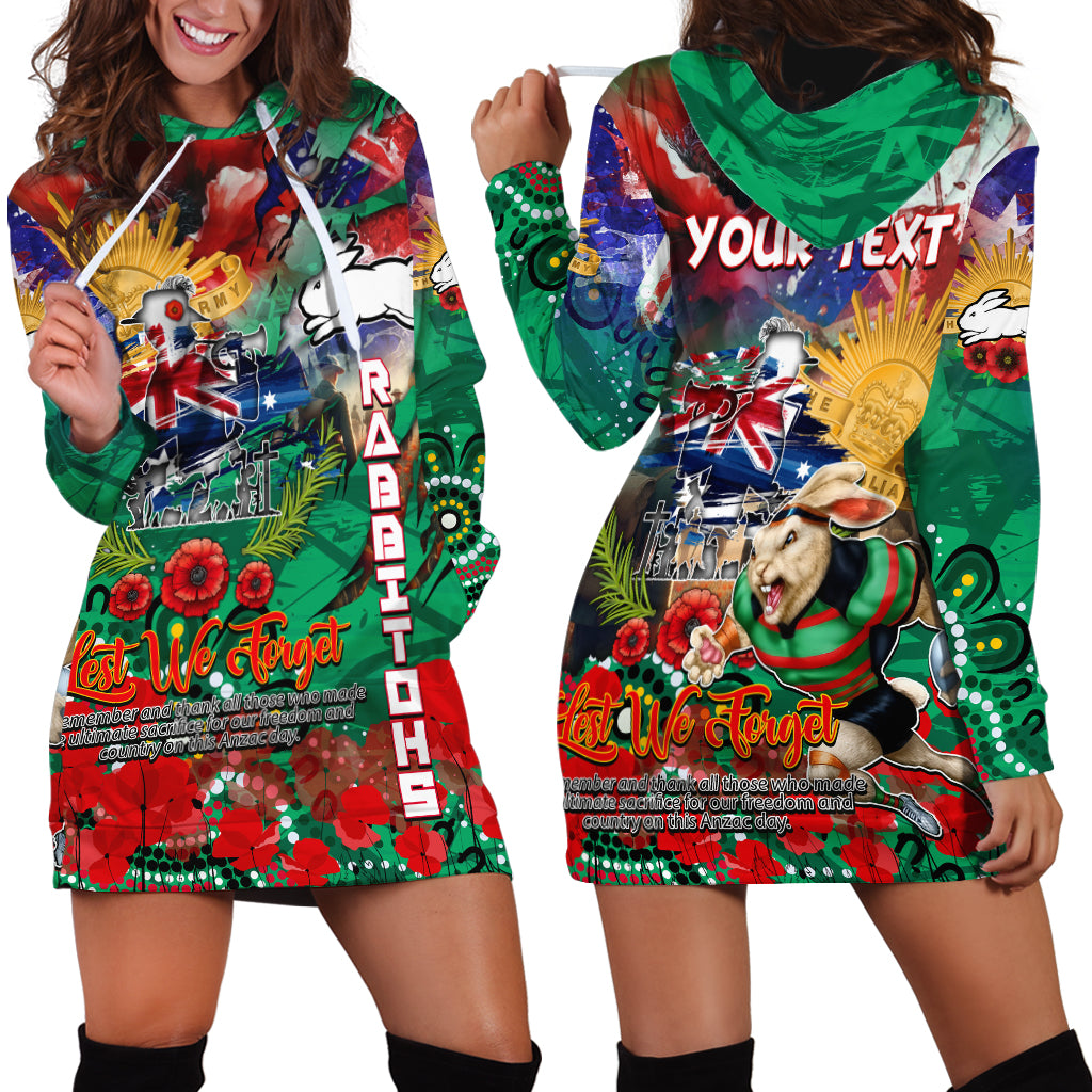 Personalised Australia Rugby Rabbitohs ANZAC Hoodie Dress South Sydney Scratch Style - Vibe Hoodie Shop