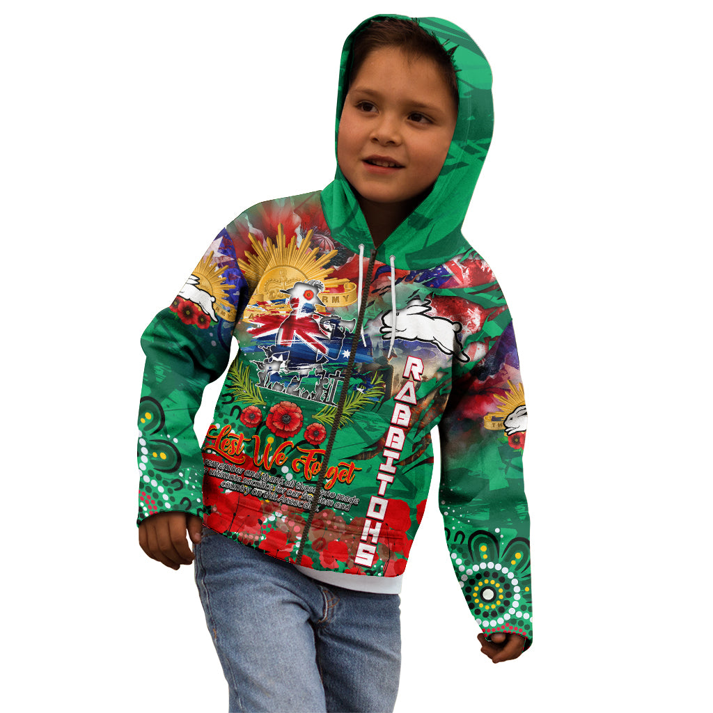 Personalised Australia Rugby Rabbitohs ANZAC Kid Hoodie South Sydney Scratch Style - Vibe Hoodie Shop