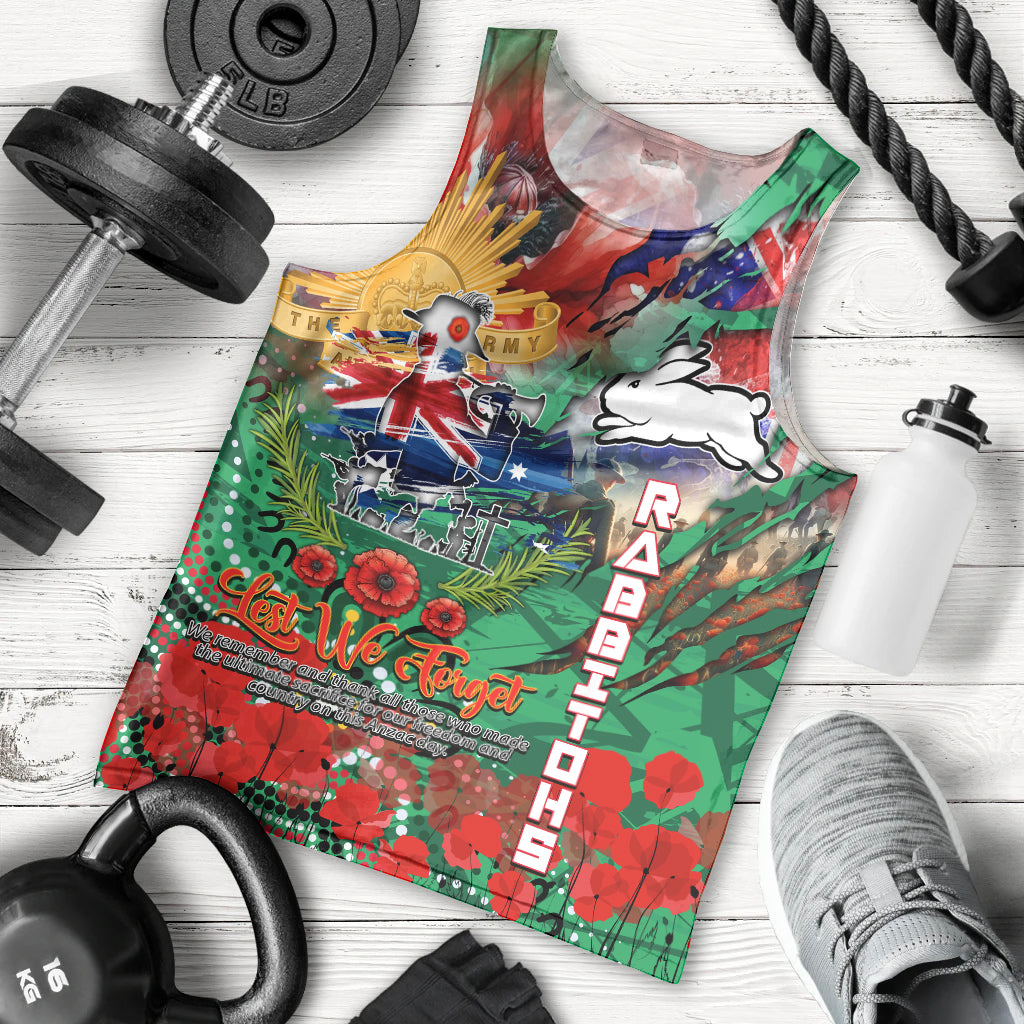Personalised Australia Rugby Rabbitohs ANZAC Men Tank Top South Sydney Scratch Style - Vibe Hoodie Shop