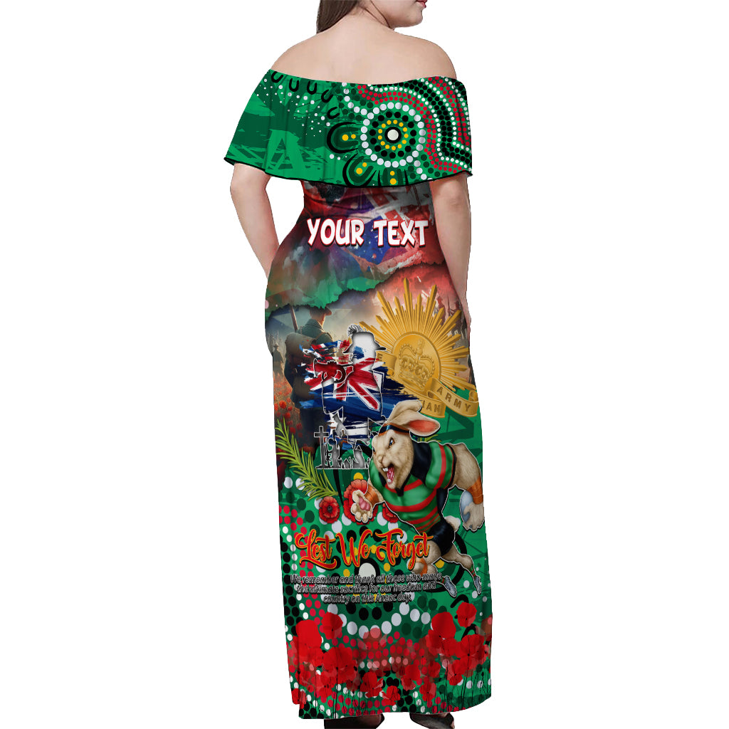 Personalised Australia Rugby Rabbitohs ANZAC Off Shoulder Maxi Dress South Sydney Scratch Style