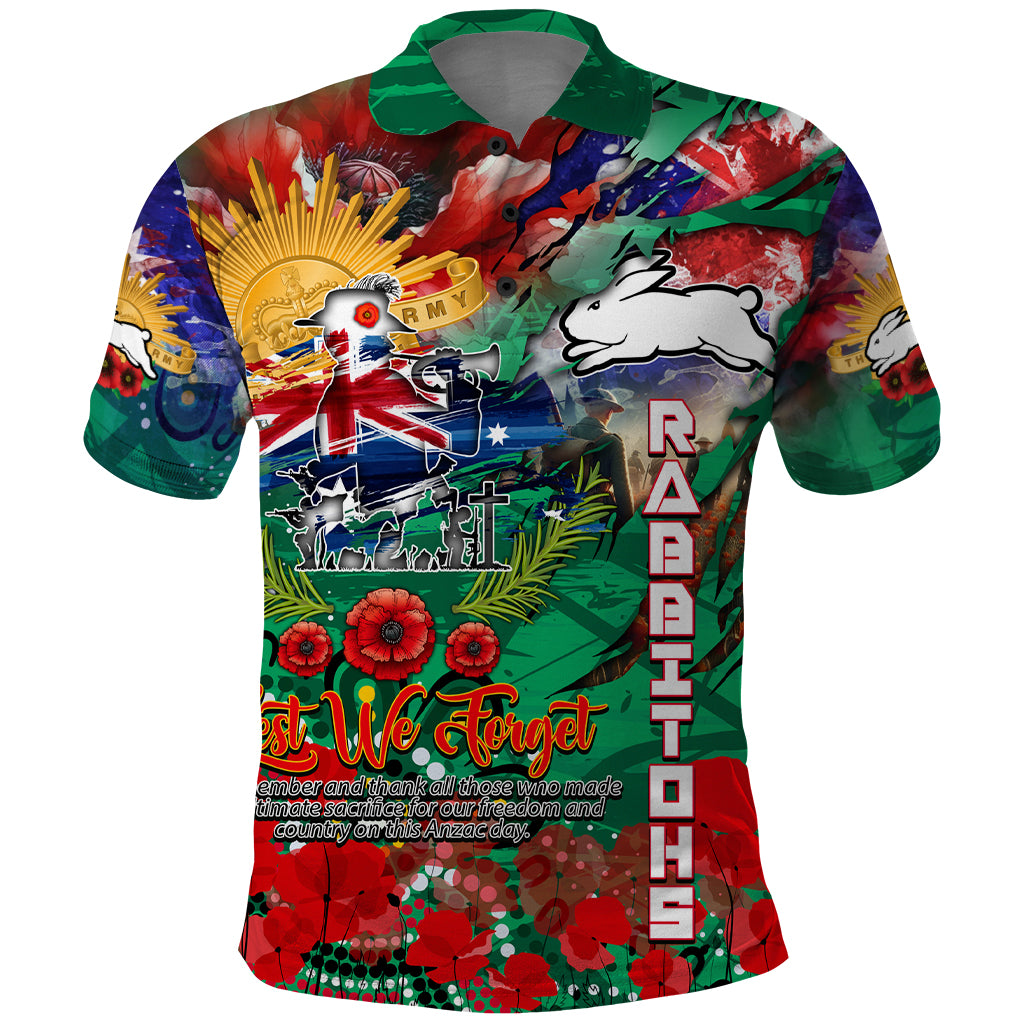 Personalised Australia Rugby Rabbitohs ANZAC Polo Shirt South Sydney Scratch Style - Vibe Hoodie Shop