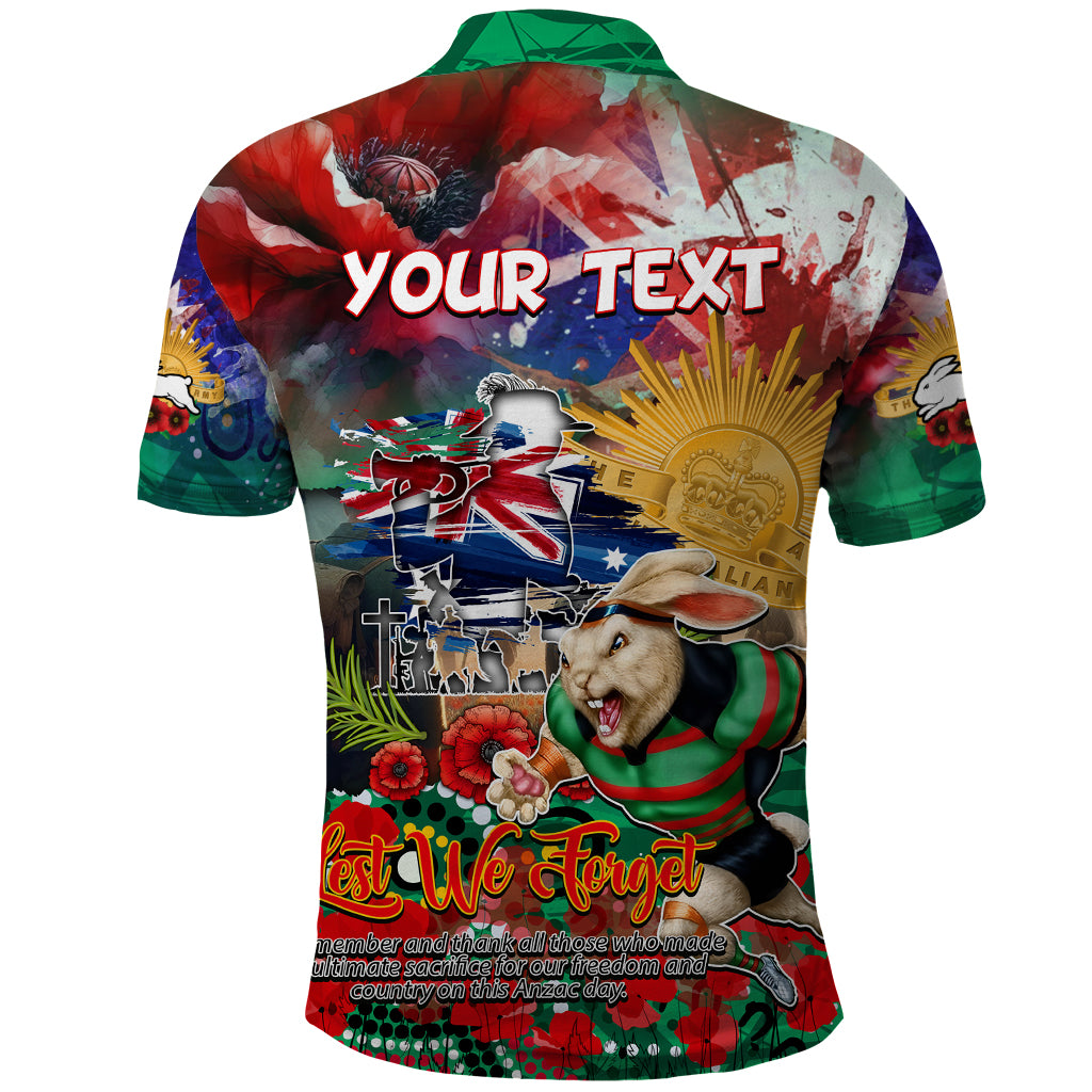 Personalised Australia Rugby Rabbitohs ANZAC Polo Shirt South Sydney Scratch Style - Vibe Hoodie Shop
