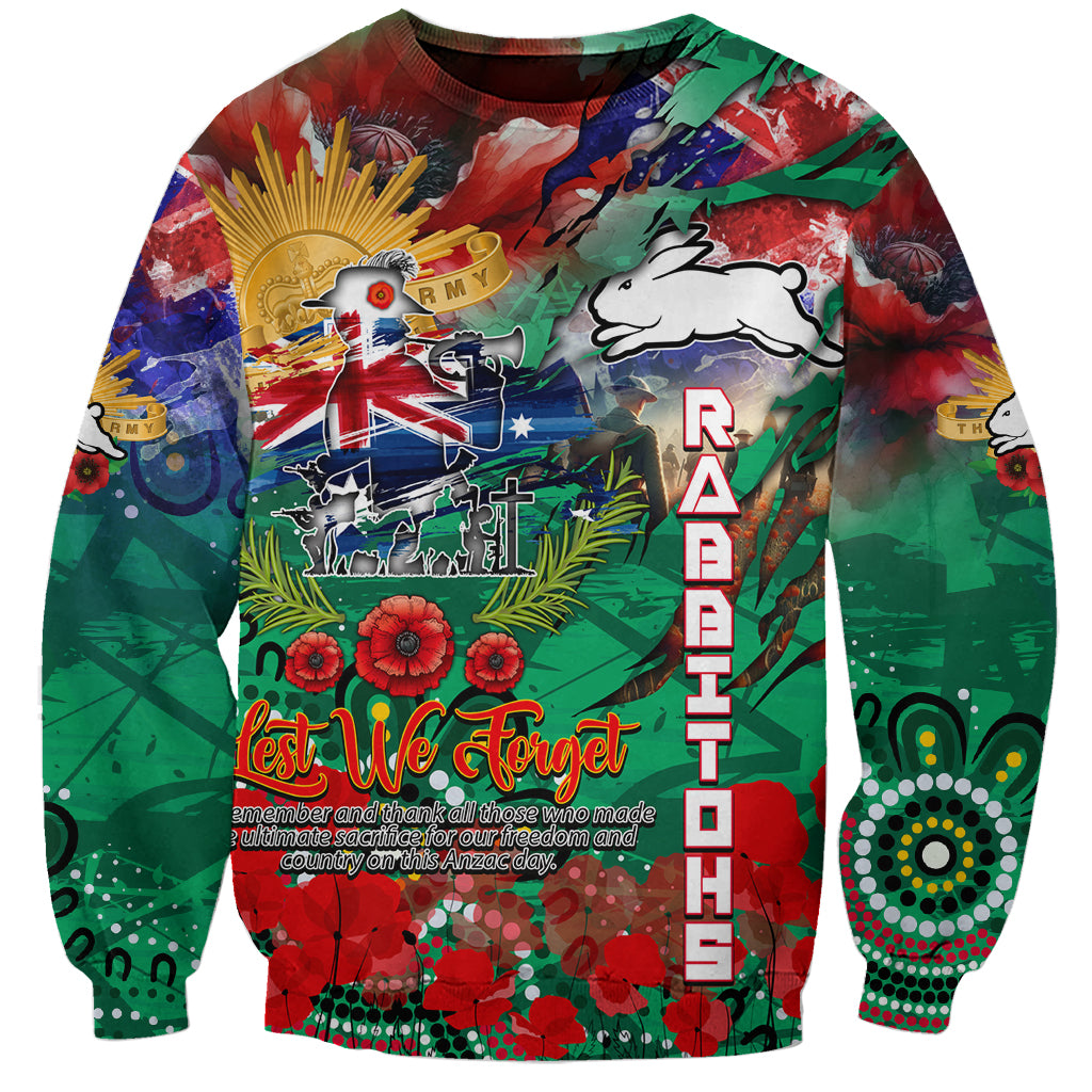 Personalised Australia Rugby Rabbitohs ANZAC Sweatshirt South Sydney Scratch Style - Vibe Hoodie Shop